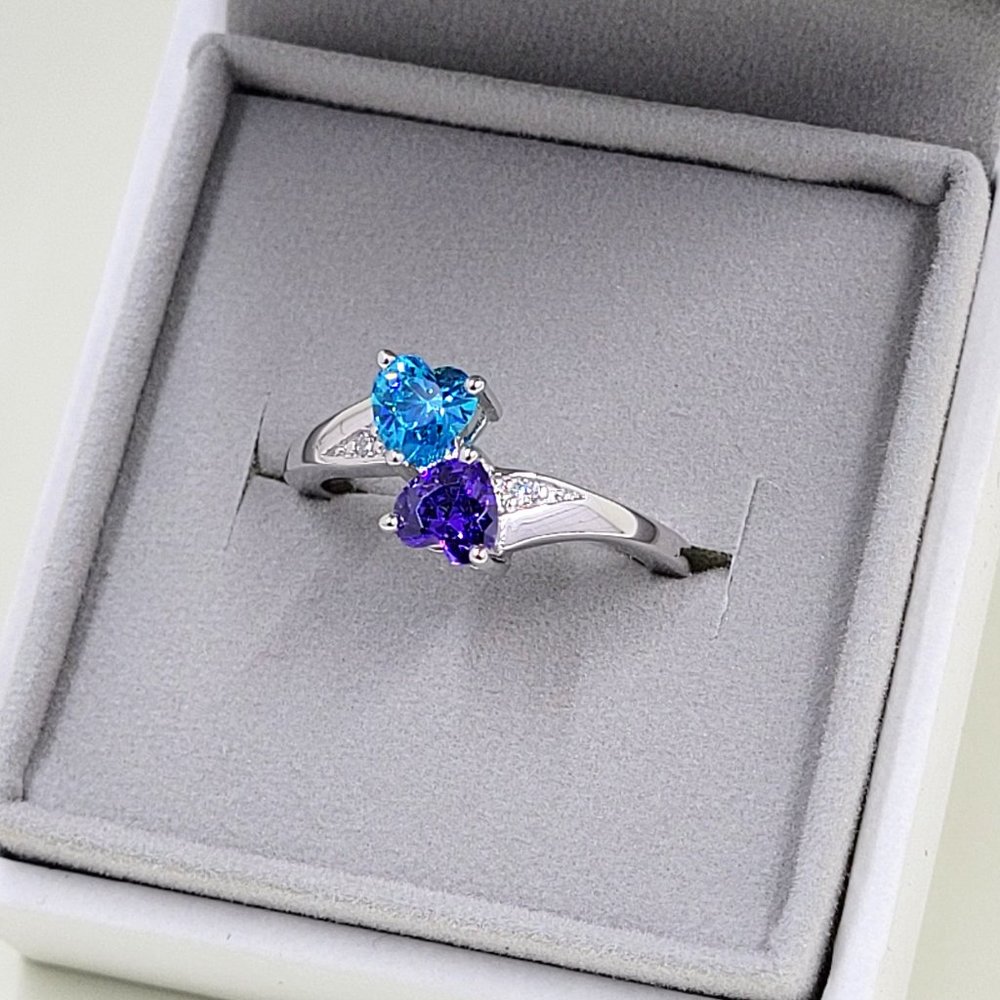 Sterling Silver Connected Hearts Ring